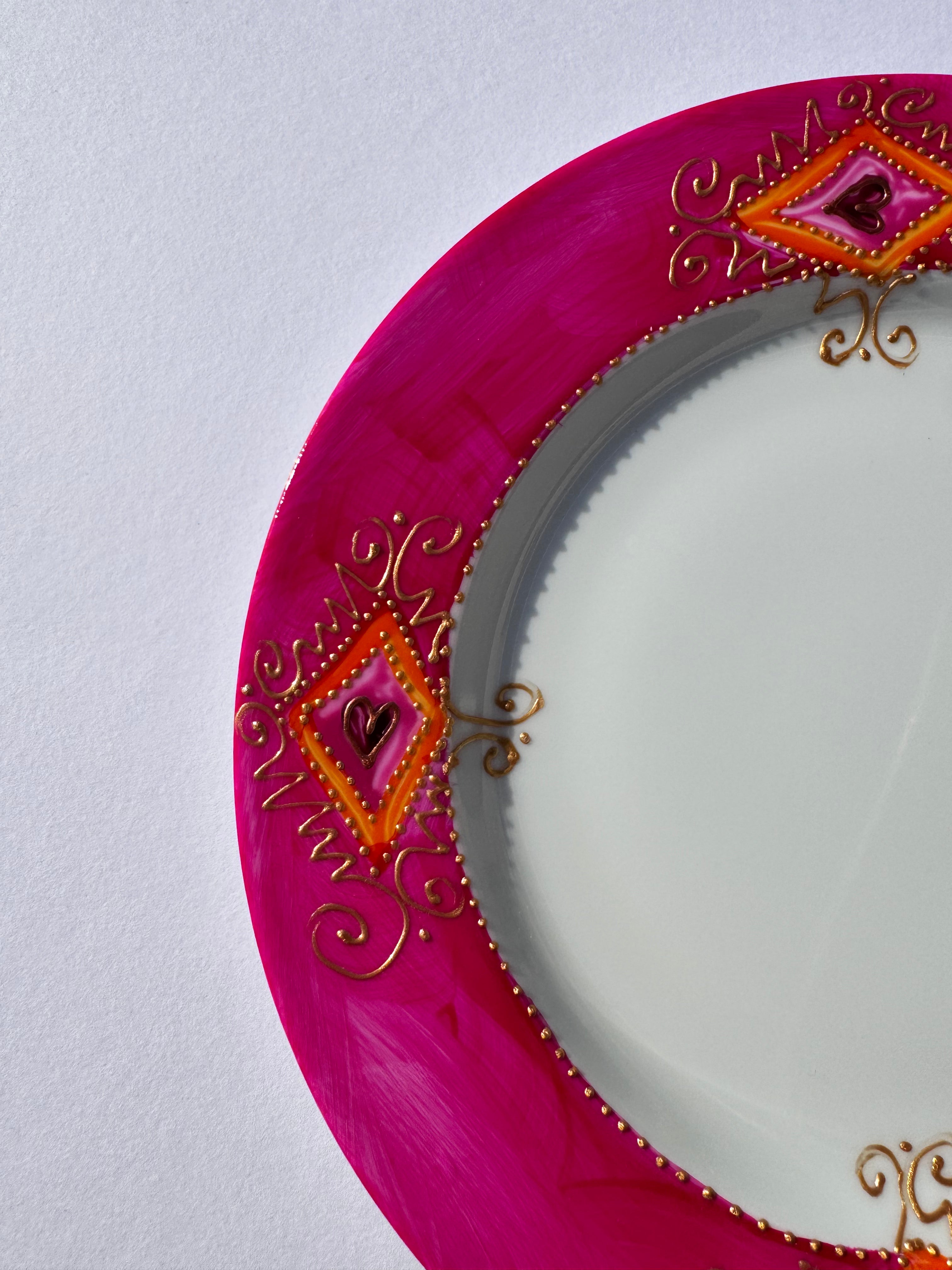 Assiette plate - Porcelaine de Limoges peinte à la main